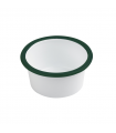 Pot enamel blanc en acier émaillé à bord droit et vert   H45mm 160ml - 12Pcs