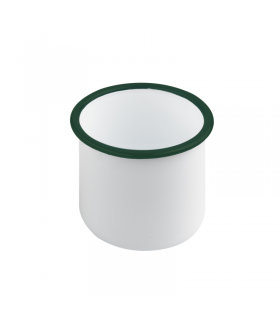 Pot enamel blanc en acier émaillé à bord droit et vert   H80mm 350ml - 12Pcs