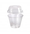 Pot / Coupe transparent plastique PET avec couvercle dôme et trou   H88mm 270ml - 400Pcs