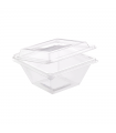 Pyramide Deli plastique PET avec couvercle charnière  105x105mm H55mm 250ml - 500Pcs