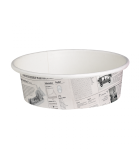 Pot "Deli" rond en carton décor journal   H54mm 360ml - 500Pcs