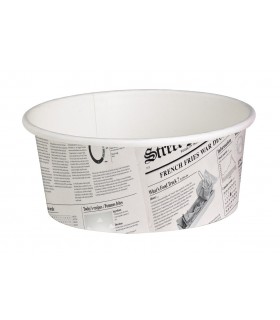 Pot "Deli" rond en carton décor journal   H72mm 480ml - 500Pcs