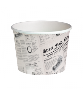 Pot "Deli" rond en carton décor journal   H99mm 650ml - 500Pcs