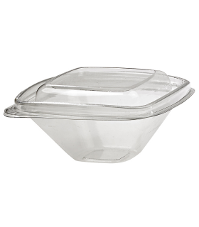 Pot Deli carré PET transparent avec couvercle  128x128mm H55mm 250ml - 100Pcs