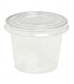 Pot plastique PET transparent avec couvercle dôme et trou   H85mm 200ml - 500Pcs