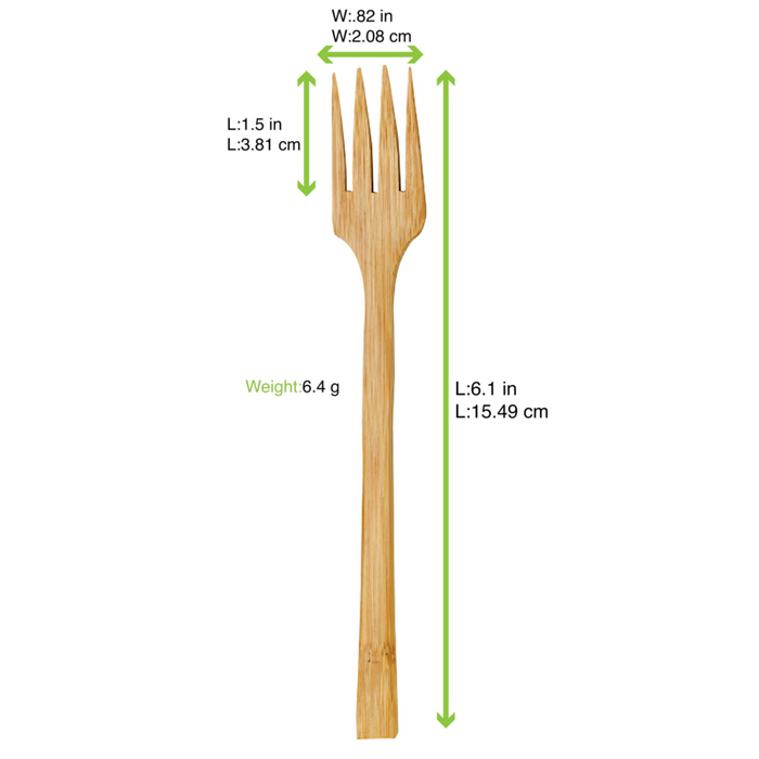 Fourchette en Bambou 24x12mm H160mm-192Pcs