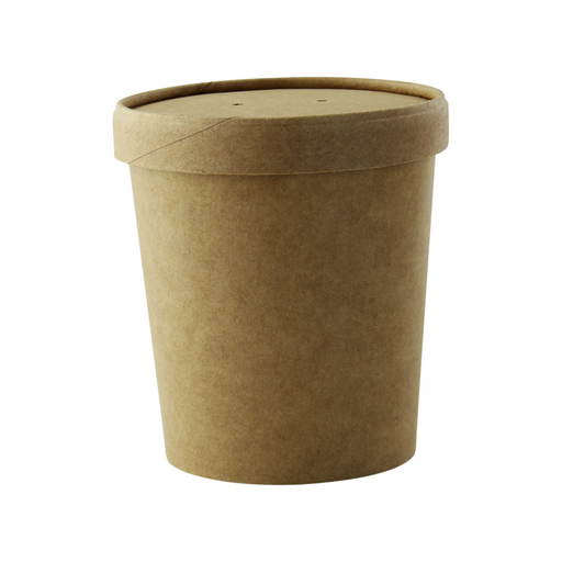 Vaso sopa cartón kraft para caliente/frío con tapa 490ml A95mm - 25Uds