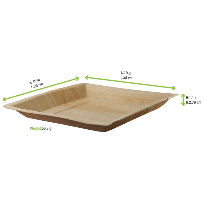 Assiette carrée en palmier  250x250mm H25mm-100Pcs