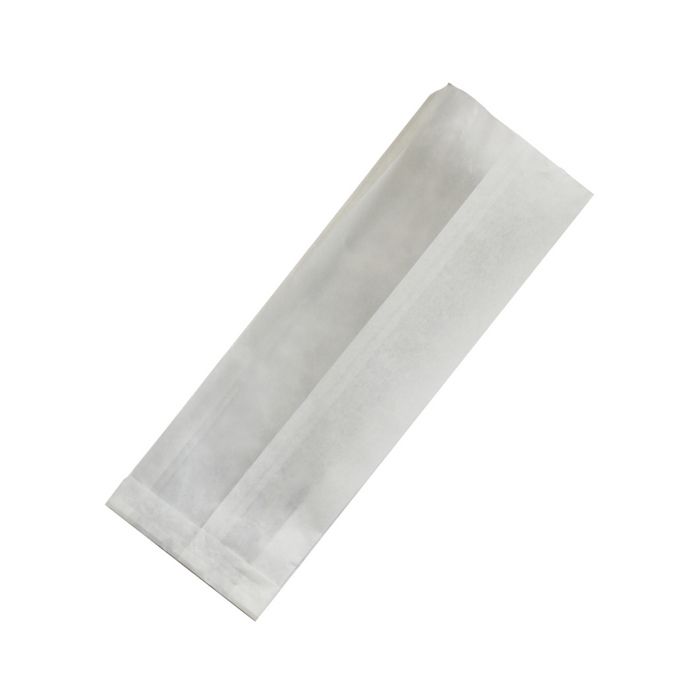 Sac sandwich blanc ingraissable en papier kraft à fenêtre cristal et 6 cm de soufflet 110x40mm H310mm-1000Pcs