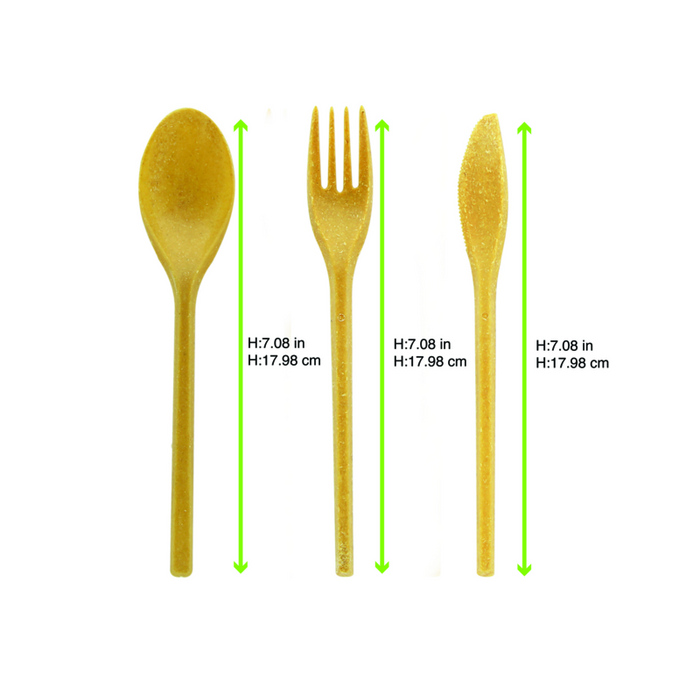 WOODARY Kit couverts réemployable bois composite: couteau fourchette serviette, emballage kraft  250-250Pcs