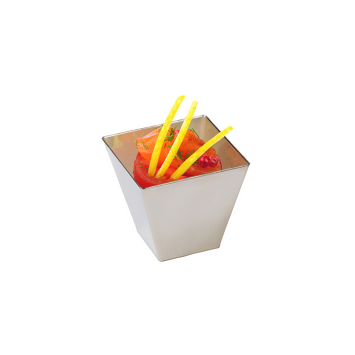 Verrine plastique PS argentée carrée "Rimbo"  50x50mm H45mm-500Pcs