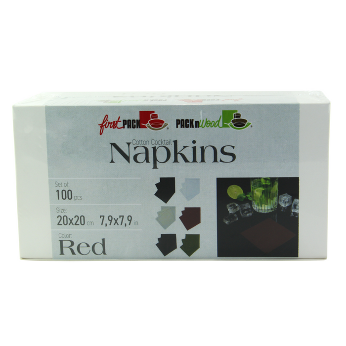 Serviette cocktail coton rouge  200x195mm-200Pcs