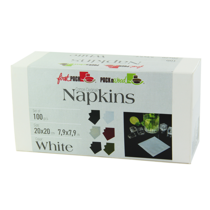 Serviette cocktail coton blanc  200x195,2mm-200Pcs