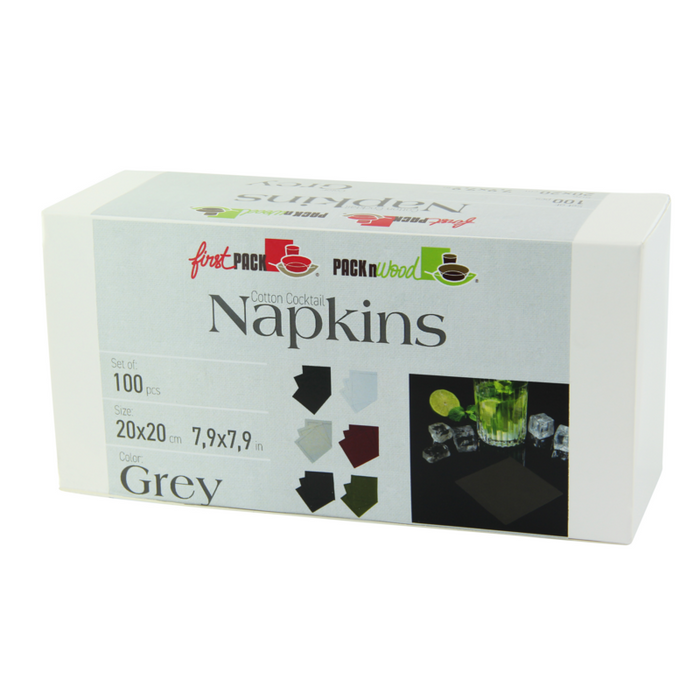 Serviette cocktail coton gris  200x195,2mm-200Pcs