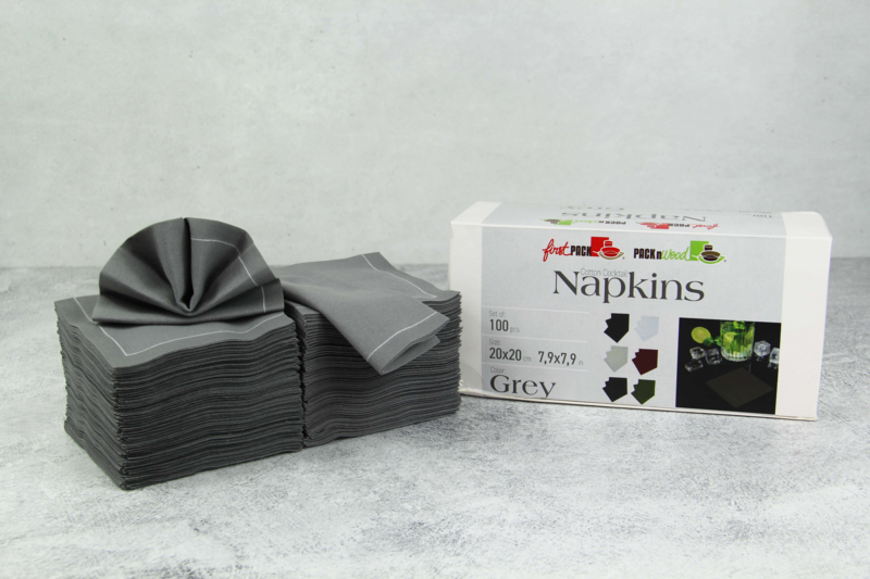 Serviette cocktail coton gris  200x195,2mm-200Pcs
