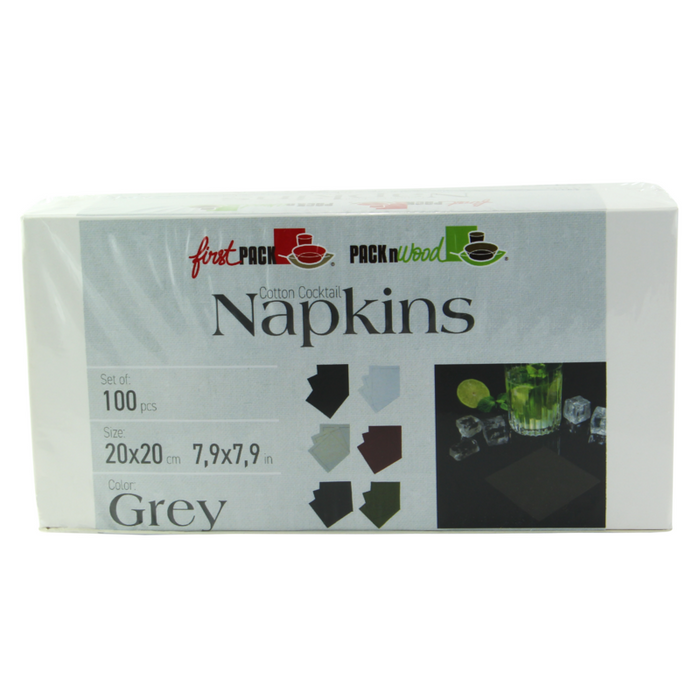 Serviette cocktail coton gris  200x195,2mm-200Pcs