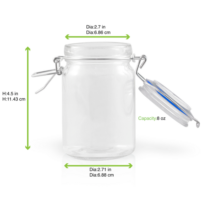 Mini bocal en verre avec joint silicone bleu foncé   H119,2mm 200ml - 24Pcs