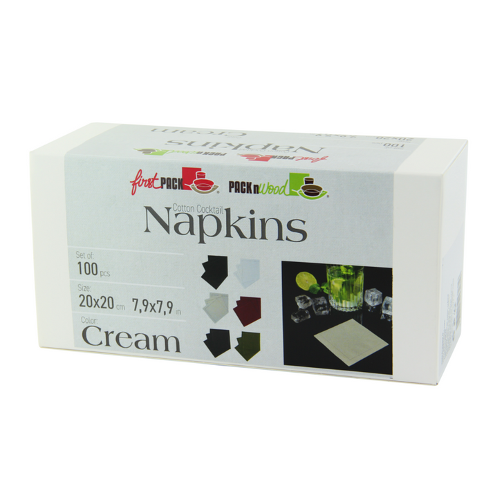 Serviette cocktail coton crème  200x195,2mm-200Pcs