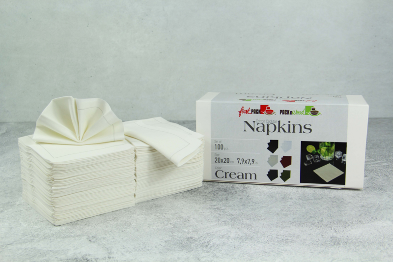 Serviette cocktail coton crème  200x195,2mm-200Pcs