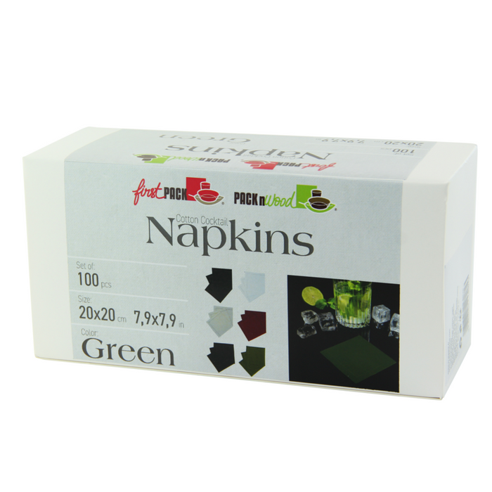 Serviette cocktail coton vert  200x195,2mm-200Pcs