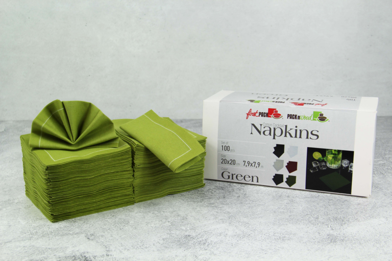 Serviette cocktail coton vert  200x195,2mm-200Pcs