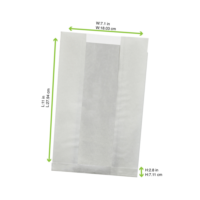 Sac blanc ingraissable en papier kraft à fenêtre plastique PP 280x180mm H80mm-1000Pcs