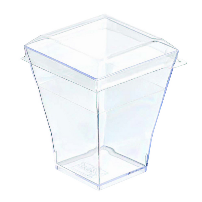 Verrine pyramidale plastique PS transparente ?Taïti?  45x45mm H55mm 60ml - 600Pcs