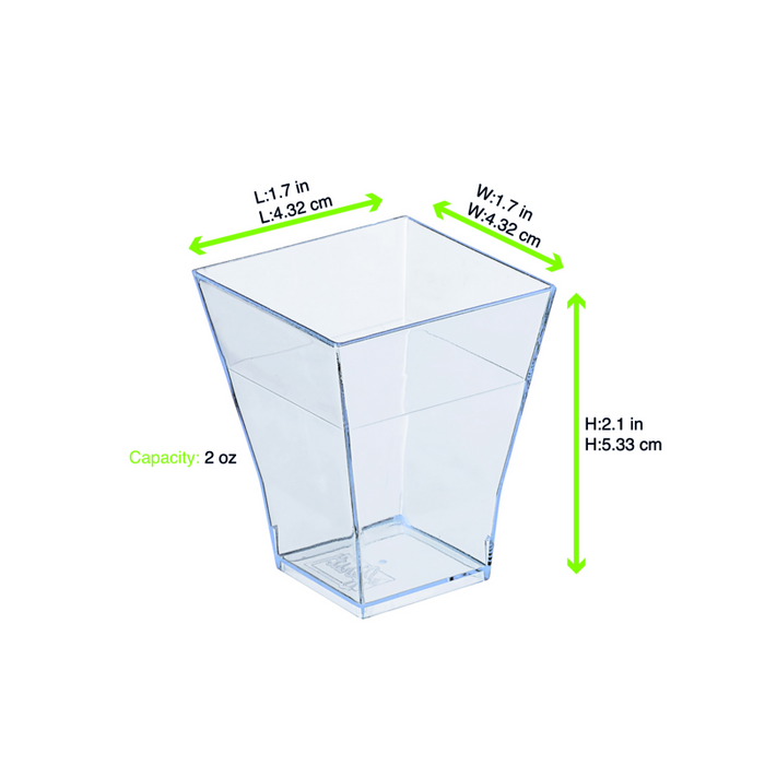 Verrine pyramidale plastique PS transparente ?Taïti?  45x45mm H55mm 60ml - 600Pcs