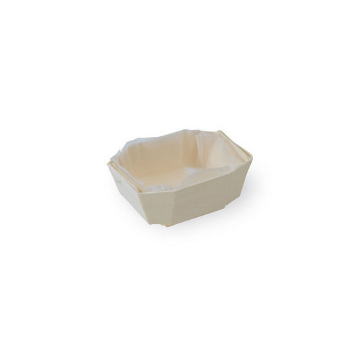 Molde de cocción rectangular exterior de madera y molde de papel interior 90ml 90x65mm A35mm - 20Uds