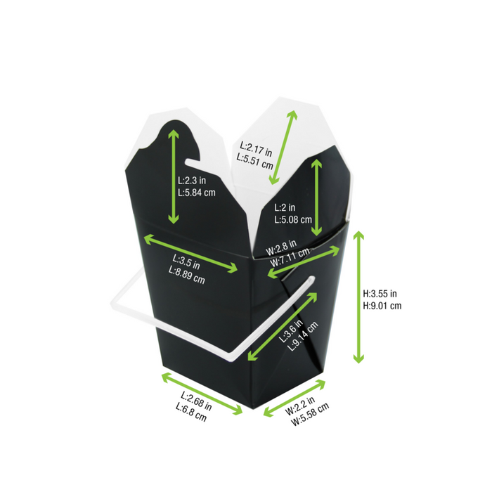 Boite carré noir avec anse  92x74mm H90mm 415ml - 450Pcs