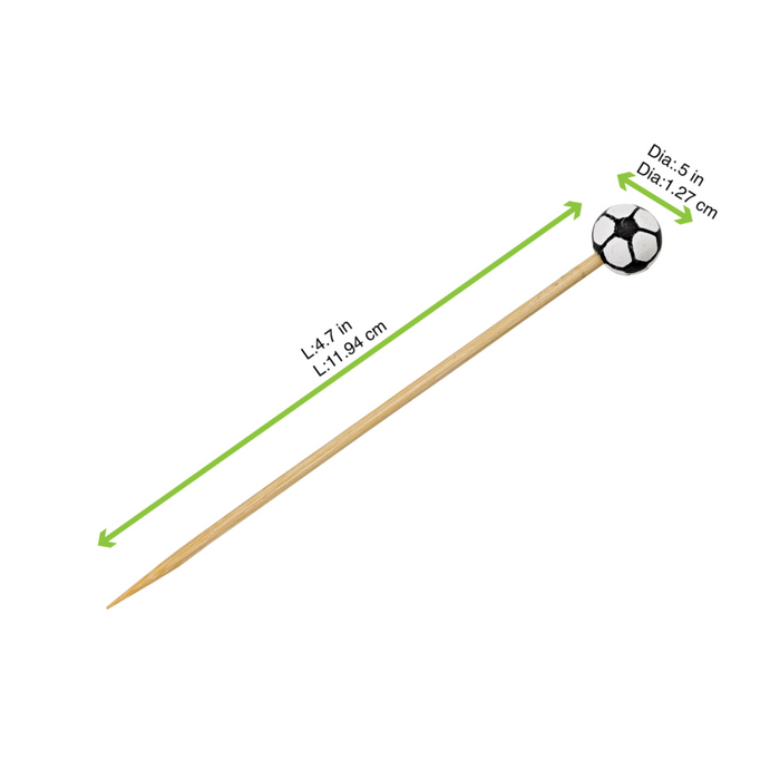 Pique bambou avec une extrémité décor football  H120mm - 1000Pcs