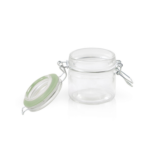 Tarros pequeños de vidrio BOKA con junta silicona verde 100ml A71,5mm - 12Uds