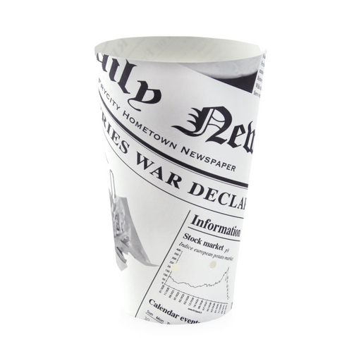 Vaso para snack de cartón blanco con cierre decoración News 480ml A157mm - 50Uds