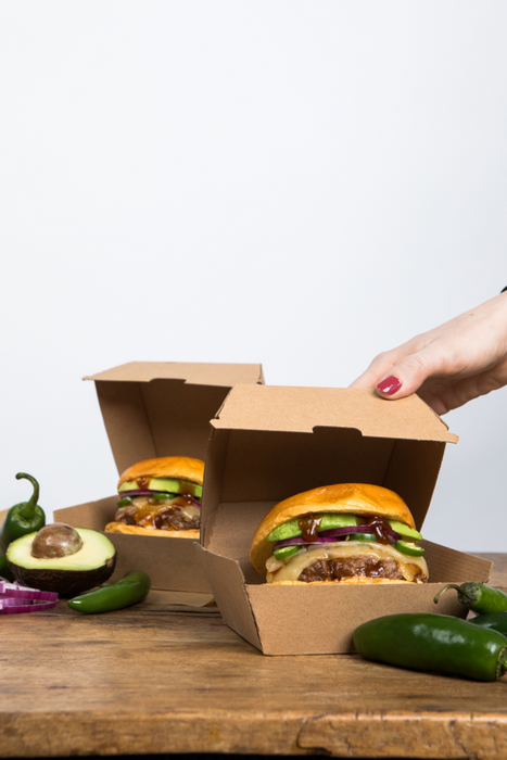 Boite burger carton kraft brun  110x100mm H80mm-300Pcs