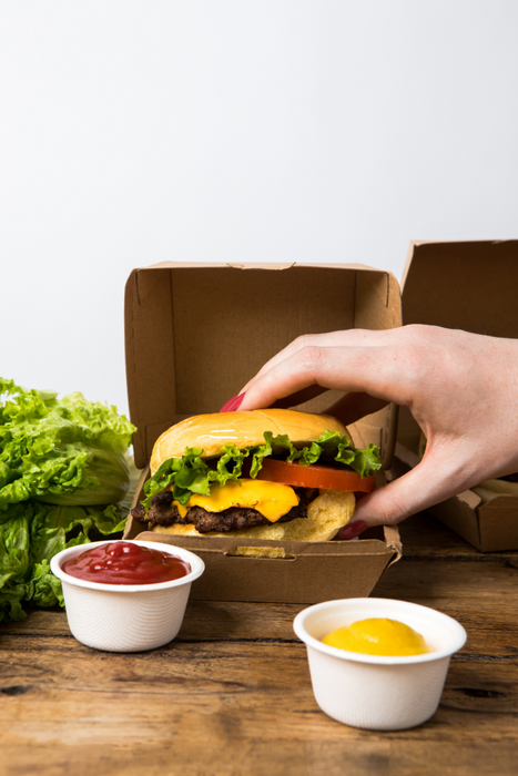 Boite burger carton kraft brun  110x100mm H80mm-300Pcs