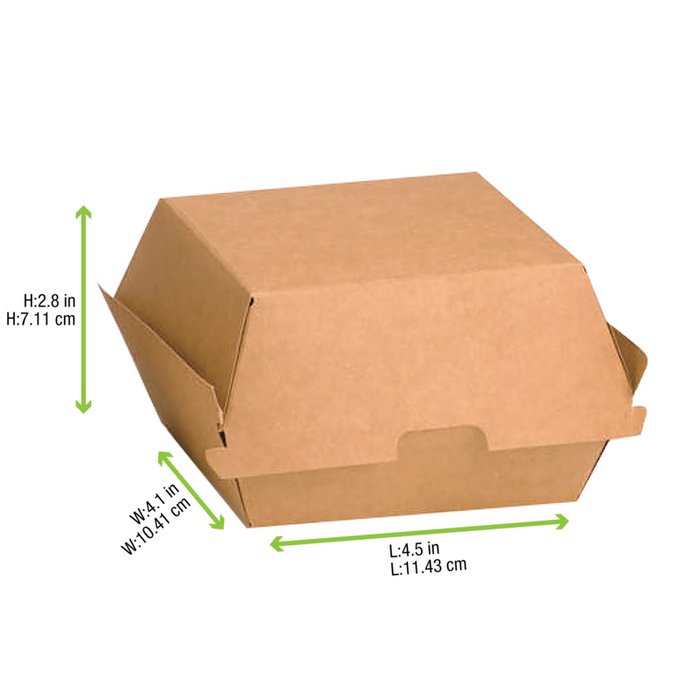 Boite burger carton kraft brun  110x100mm H80mm-300Pcs