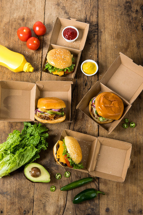 Boite burger carton kraft brun  75x75mm H50mm-500Pcs