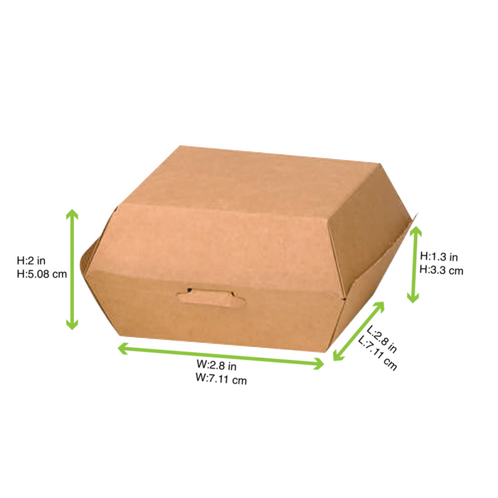 Boite burger carton kraft brun  75x75mm H50mm-500Pcs
