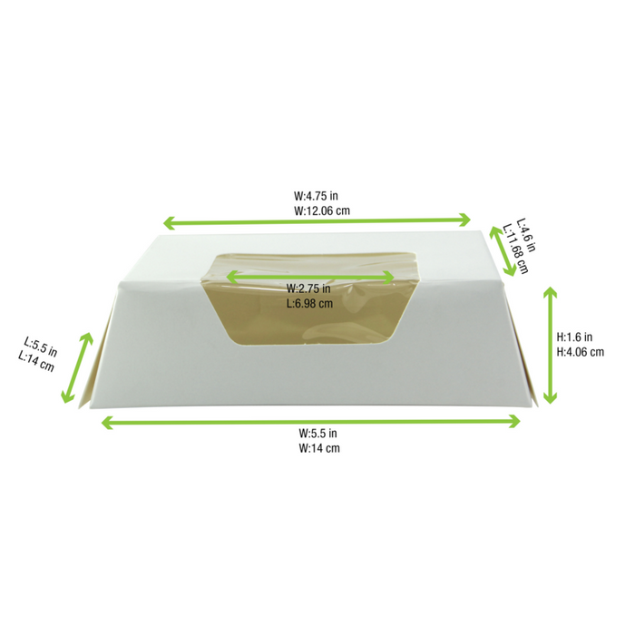 Boîte pâtissière carton blanc avec couvercle attaché à fenêtre 140x140mm H40mm - 180Pcs