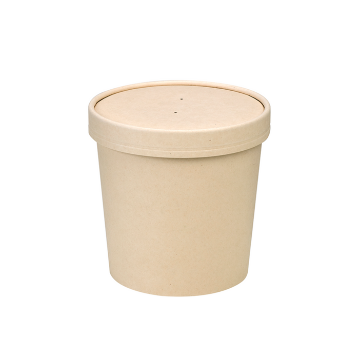 Pot carton fibre de bambou chaud et froid avec couvercle   H110mm 710ml - 250Pcs