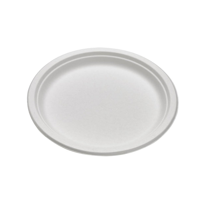 Plato redondo de caña de azúcar blanco Ø261mm A21mm - 50Uds