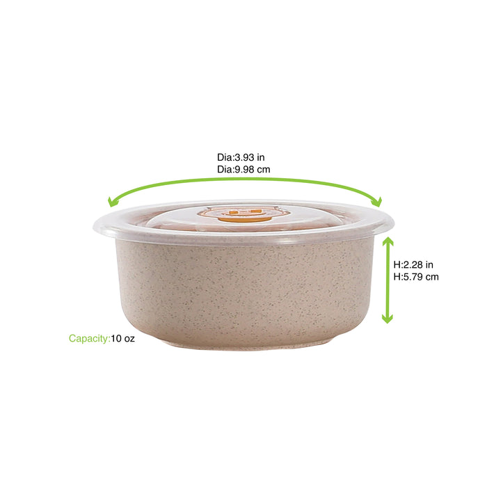 Bol réutilisable en composite beige avec couvercle en plastique PP  H58mm 300ml-40Pcs