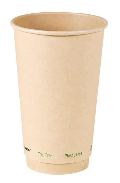 Gobelet brun en carton fibre de bambou à double paroi sans plastique, Waterbased  H136mm 460ml-500Pcs