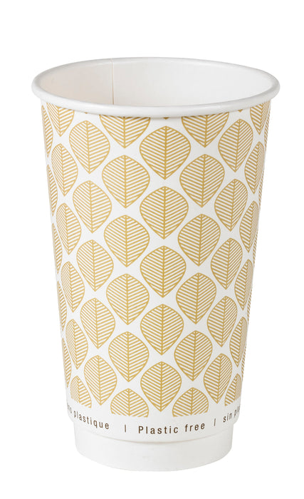 Gobelet en carton brun à double paroi sans matière plastique, Waterbased  H136mm 460ml-500Pcs