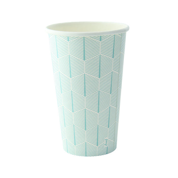 Gobelet carton blanc décor feuille  H110mm 350ml - 1000Pcs