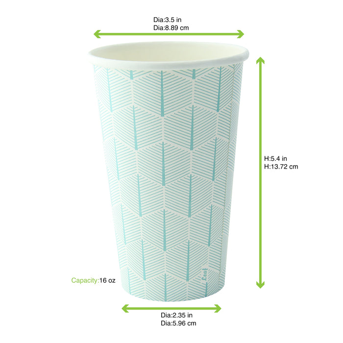 Gobelet carton blanc décor feuille  H110mm 350ml - 1000Pcs