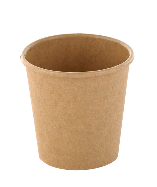 Tarrina caliente/frio en cartón kraft marrón sin plástico, Base agua 100ml A58mm - 50Uds