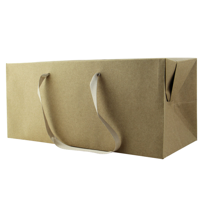 Sac boîte carton kraft poignées tissu (poids max 5kg) 300x200mm H170mm-50Pcs