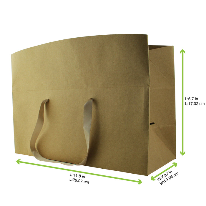 Sac boîte carton kraft poignées tissu (poids max 5kg) 300x200mm H170mm-50Pcs