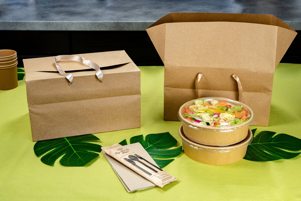 Sac boîte carton kraft poignées tissu (poids max 5kg) 300x200mm H170mm-50Pcs